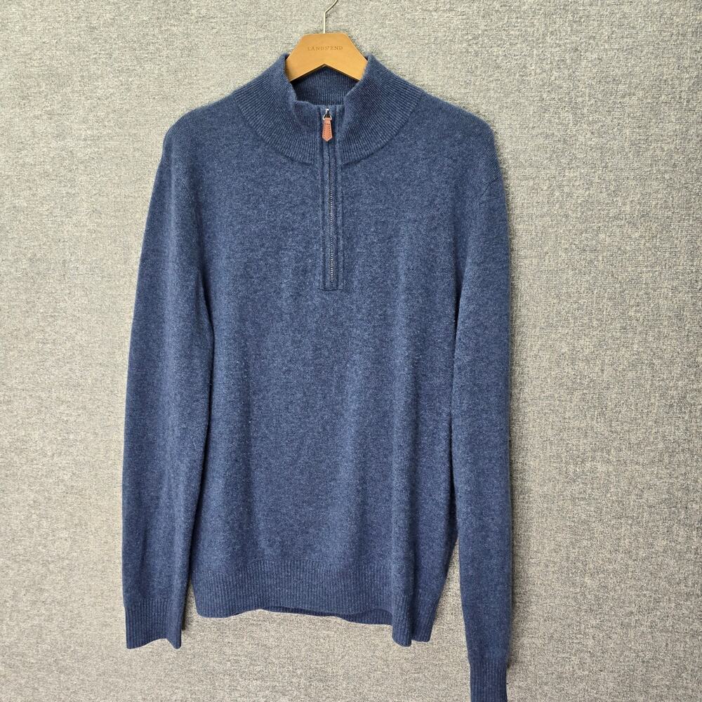 ALLEN EDMONDS CASHMERE 1/4 ZIP SWEATER, SIZE L